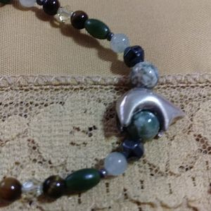 *FIRM*- *BRAZILIAN GREEN JADE*/925/925TRAVEL BEAR BRACELET. 7.5" LONG